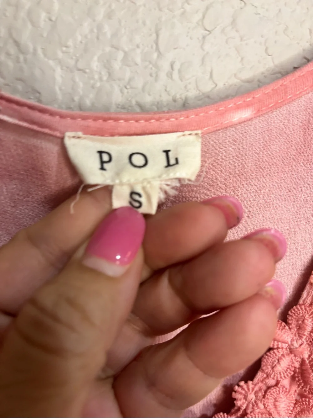 POL Rose-Pink Lace Trim Peasant Blouse - Picture 4 of 4
